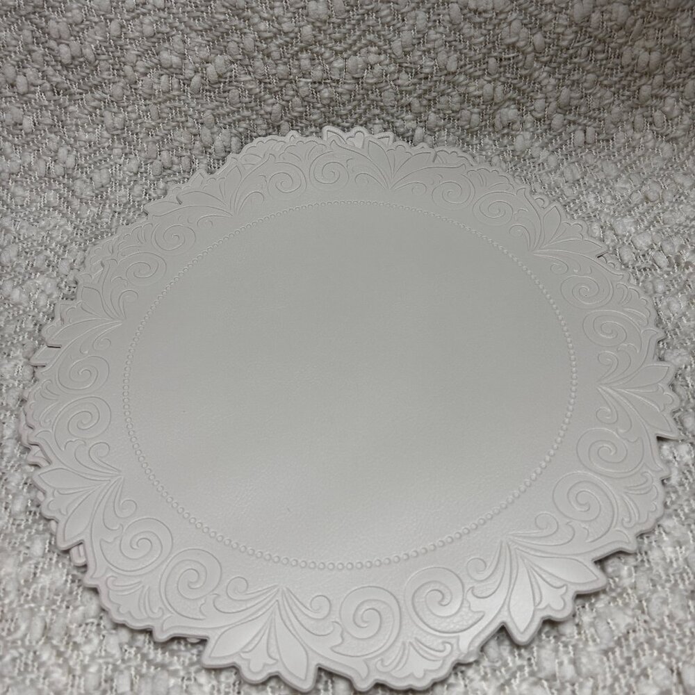 Set of 2 Off White Round Silicone Placemats or Dish Mat or Craft Mat